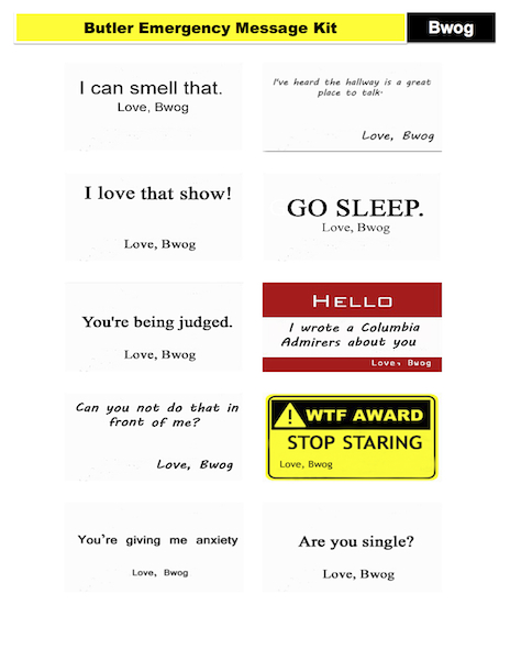 Butler Message Card The Butler Emergency Message Kit – Bwog