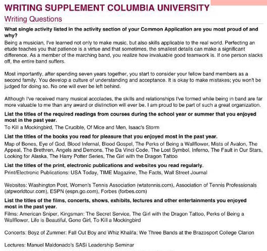 columbia university college essay prompt